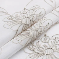 Kate Aurora Floral Embroidered Double Layered Sheer Grommet Curtains