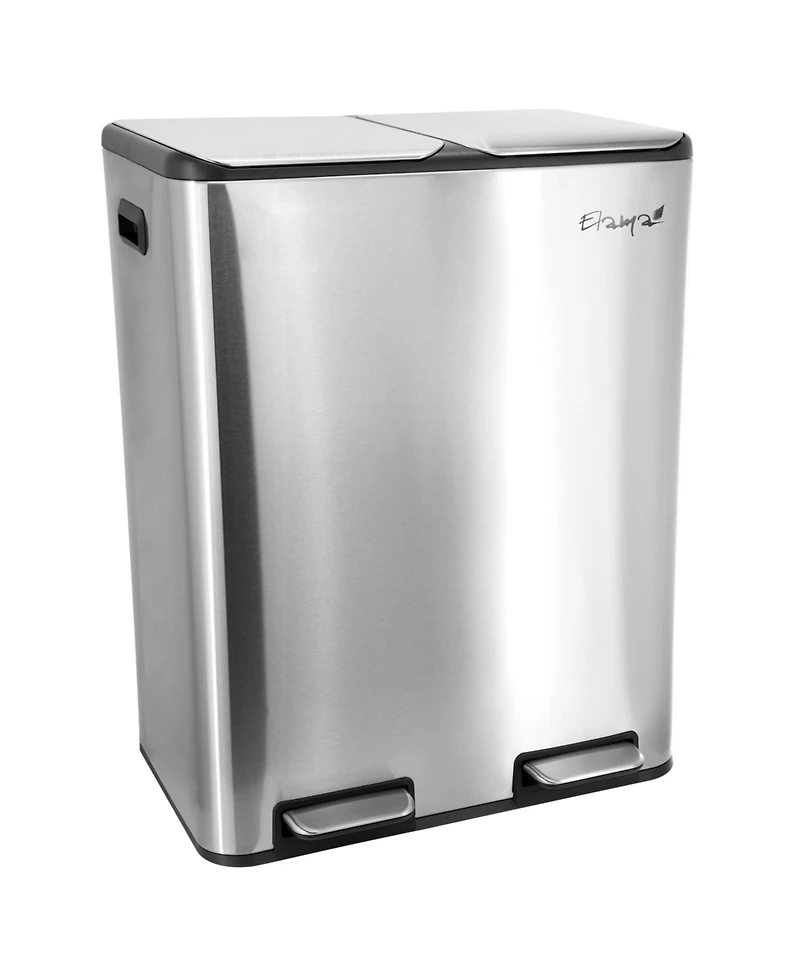 Elama 2 Section 30 Liter/ 8 Gallon Each Section Trash and Recycling Step Bin with Slow Close Mechanism