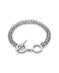Olivia Burton Women's Honeycomb Toggle Silver Tone Bracelet