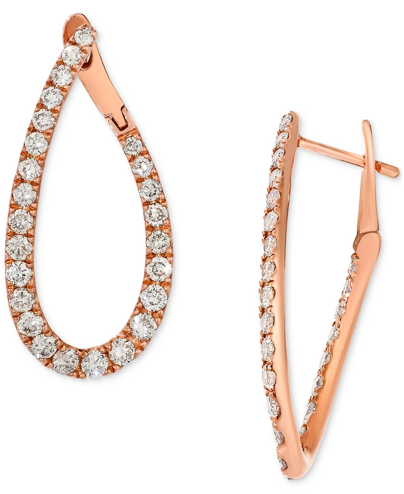 Le Vian Nude Diamond Teardrop Spiral Hoop Earrings (1-1/2 ct. t.w.) in 14k Rose Gold