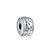 Bling Jewelry Floral Daisy Flower Spacer Stopper Spacer Bead Charm .925 Sterling Silver Snap Clasp Fits European Bracelet