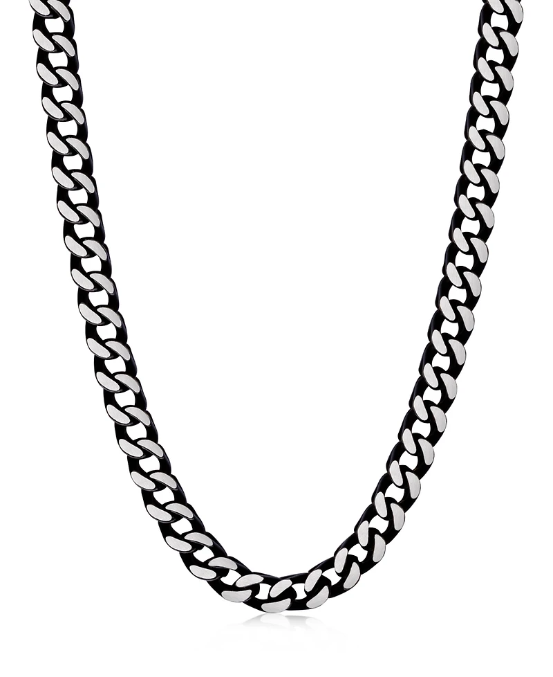 Rhona Sutton Black Silver Box Chain Stainless Steel Necklace