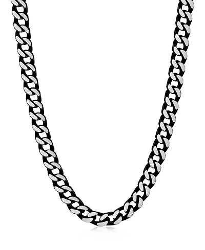 Rhona Sutton Black Silver Box Chain Stainless Steel Necklace