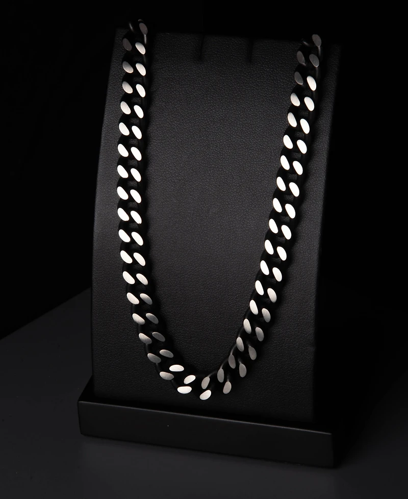 Rhona Sutton Black Silver Curb Chain Stainless Steel Necklace