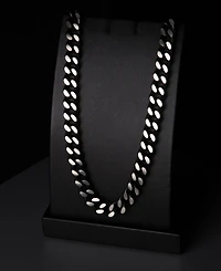 Rhona Sutton Black Silver Curb Chain Stainless Steel Necklace