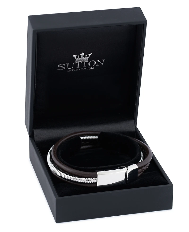 Rhona Sutton Stainless Steel Multi Leather and Chain Bracelet