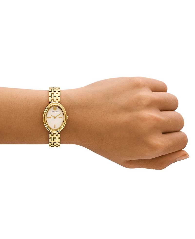 Tory Burch Women's The Oval Gold-Tone Stainless Steel Bracelet Watch 22mm