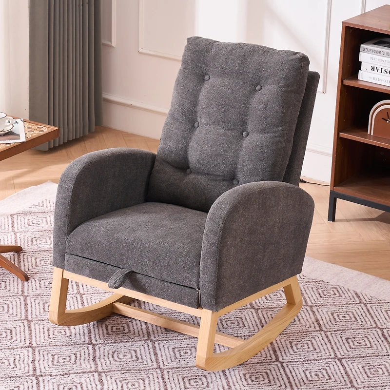 Streamdale Plush Rocking Lounge Chair with Side Pocket for Relaxation and Support