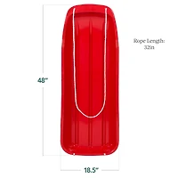 Best Choice Products 48in Kids Outdoor Plastic Sport Toboggan Winter Snow Sled Board Toy w/ Pull Rope
