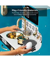 Best Choice Products Pretend Play Kitchen Wooden Toy Set for Kids w/ Telephone, Utensils, Oven, Microwave