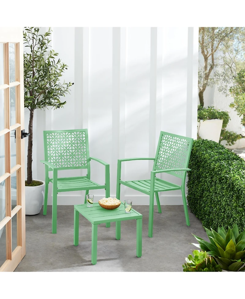 Best Choice Products 3-Piece Stackable Patio Bistro Set, Outdoor Chat Furniture w/ 2 Chairs, Table