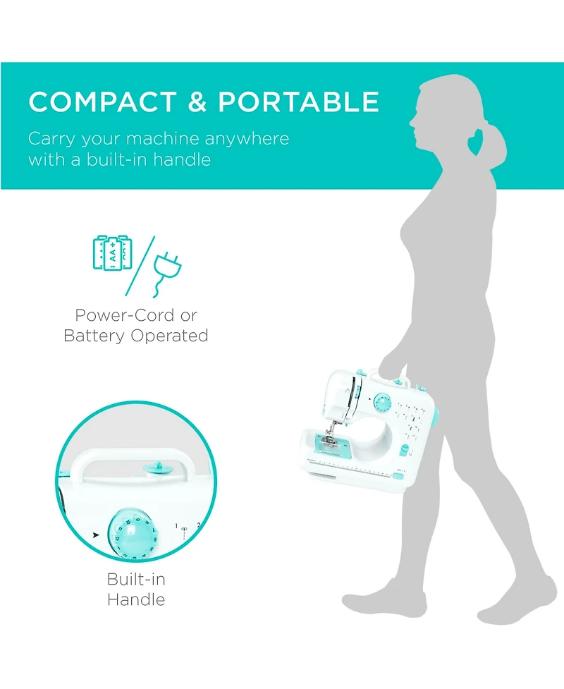 Best Choice Products 6V Portable Sewing Machine, 42-Piece Beginners Kit w/ 12 Stitch Patterns