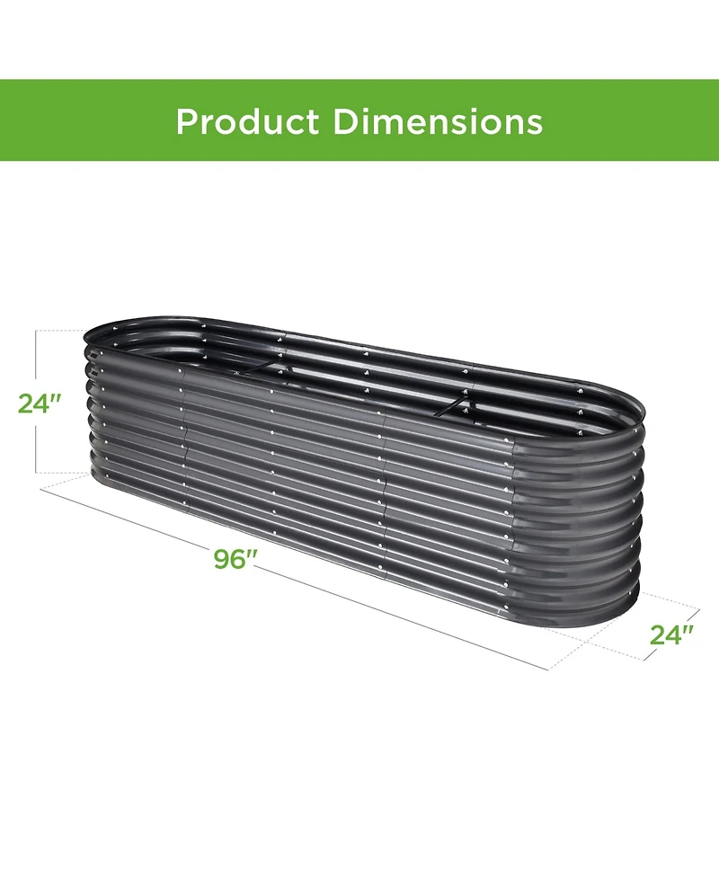 Best Choice Products 8x2x2ft Metal Raised Garden Bed, Oval Outdoor Planter Box w/ 4 Support Bars