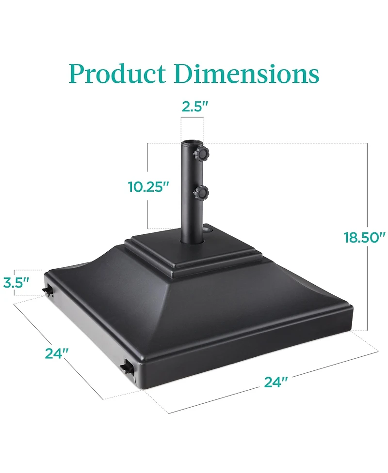 Best Choice Products Mobile Umbrella Base, Fillable Heavy-Duty Market Stand w/4 Wheels, 2 Locks, 120lb Capacity