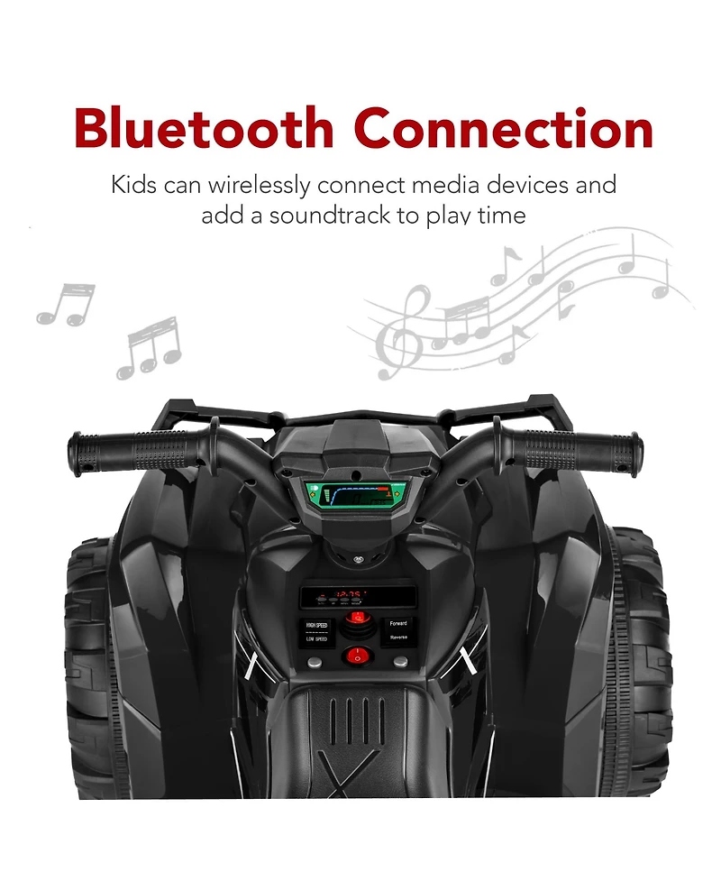 Best Choice Products 12V Kids Ride-On Atv Quad w/ Bluetooth, 2.4mph Max, Treaded Tires, Led Lights, Radio