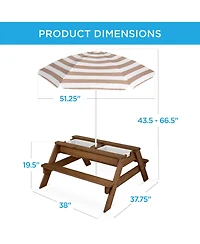Best Choice Products Kids 3-in-1 Outdoor Convertible Activity Sand & Water Picnic Table w/ Umbrella
