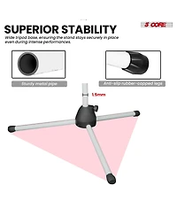 5 Core Mic Stand 4 Pcs Collapsible Height Adjustable 31 to 59” Dual Metal Microphone Tripod Stand w Boom Arm Stand Para Microfono for Singing