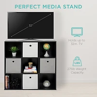 Best Choice Products 9-Cube Bookshelf, 11in Display Storage Compartment Organizer w/ 3 Removable Back Panels
