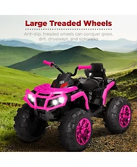 Best Choice Products 12V Kids Ride-On Atv Quad w/ Bluetooth, 3.7mph Max, Treaded Tires, Led Lights, Radio