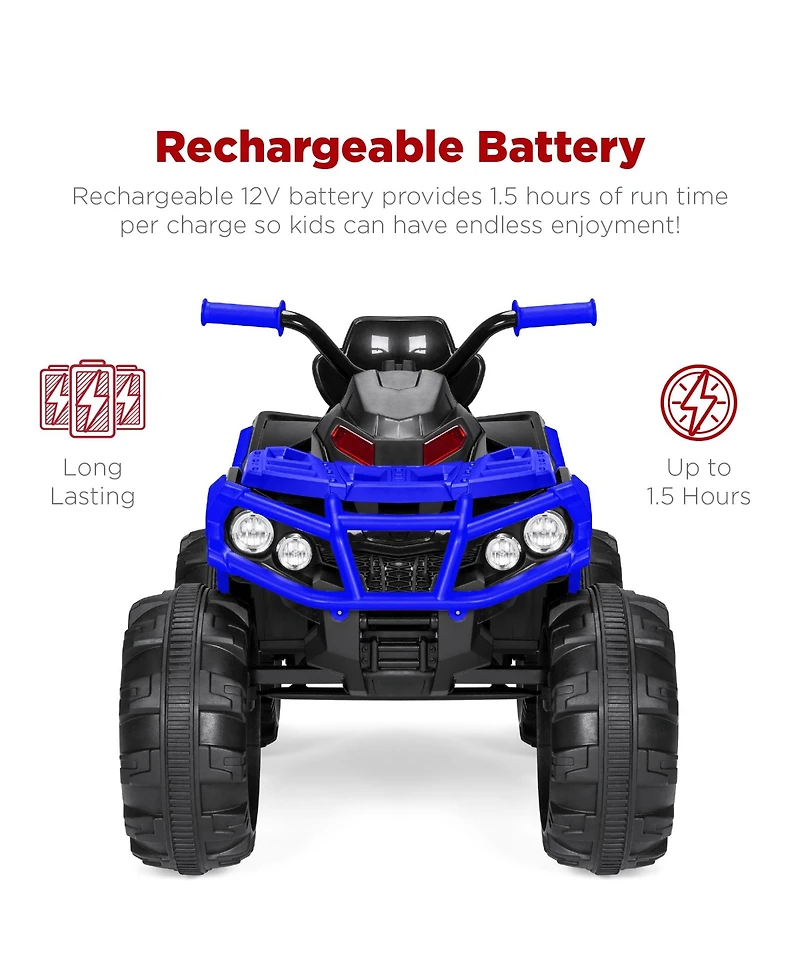 Best Choice Products 12V Kids Ride-On Atv Quad w/ Bluetooth, 3.7mph Max, Treaded Tires, Led Lights, Radio