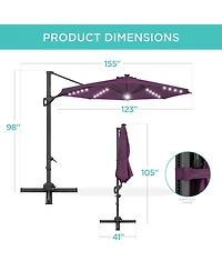 Best Choice Products 10ft 360-Degree Solar Led Lit Cantilever Patio Umbrella, Outdoor Hanging Shade