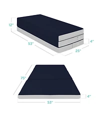 Best Choice Products 4in Thick Folding Portable Midnight Blue Mattress Topper w/ Carry Case