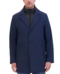 Kenneth Cole Men's Rain Tech Jacket with Quilted Full-Zip Bib