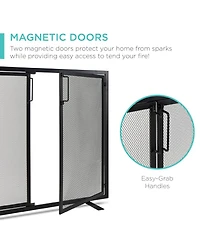 Best Choice Products 38.5x31in 2-Door Fireplace Screen, Handcrafted Wrought Iron Spark Guard w/ Magnetic Doors