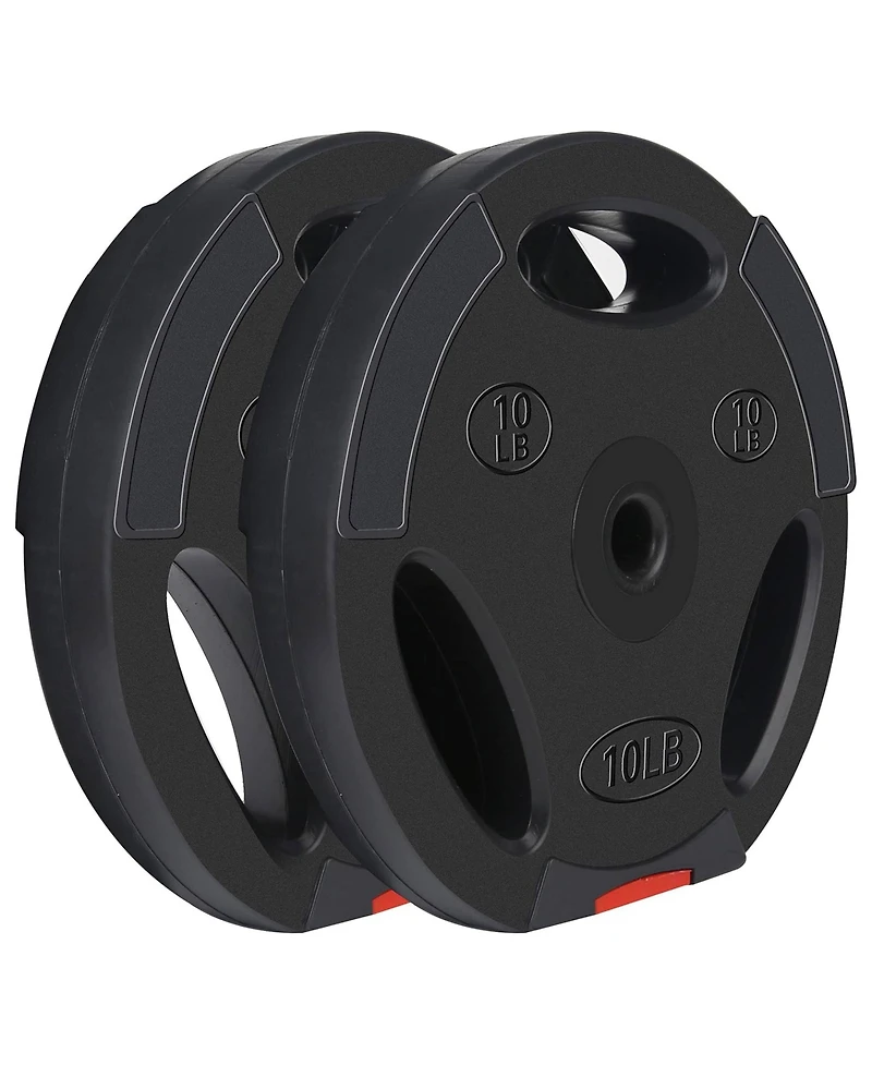 Signature Fitness Standard 10 Pound Coded Olympic Weight Plate, Black (Set of 2)