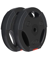 Signature Fitness Standard 10 Pound Coded Olympic Weight Plate, Black (Set of 2)