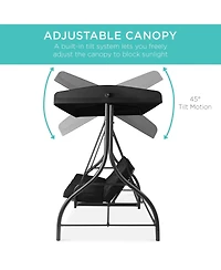 Best Choice Products 3-Seat Outdoor Converting Canopy Swing Glider Patio Hammock w/ Removable Cushions