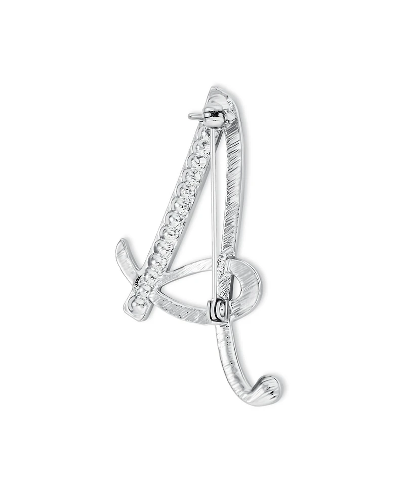 Bling Jewelry Large Statement Abc Pave Crystal Letters Alphabet Initial Scarf Lapel Pin Brooch Silver Plated