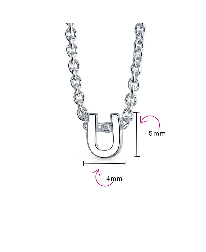 Bling Jewelry Tiny Block Letter Alphabet Initial A-z Dainty Pendant Necklace .925 Sterling Silver