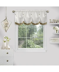 Kate Aurora Country Farmhouse Living Solid Colored Button Tuck Window Valance - 56in W x 14in L, Linen