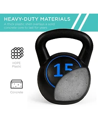 Best Choice Products 3-Piece Kettlebell Set with Storage Rack, Exercise Fitness Concrete Weights 5lb, 10lb, 15lb