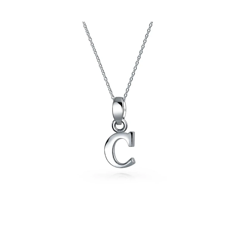 Bling Jewelry Abc Capital Block Letter Alphabet A-z Initial Pendant Necklace .925 Sterling Silver