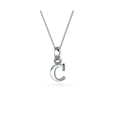 Bling Jewelry Abc Capital Block Letter Alphabet A-z Initial Pendant Necklace .925 Sterling Silver