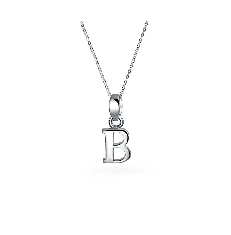 Bling Jewelry Abc Capital Block Letter Alphabet A-z Initial Pendant Necklace .925 Sterling Silver