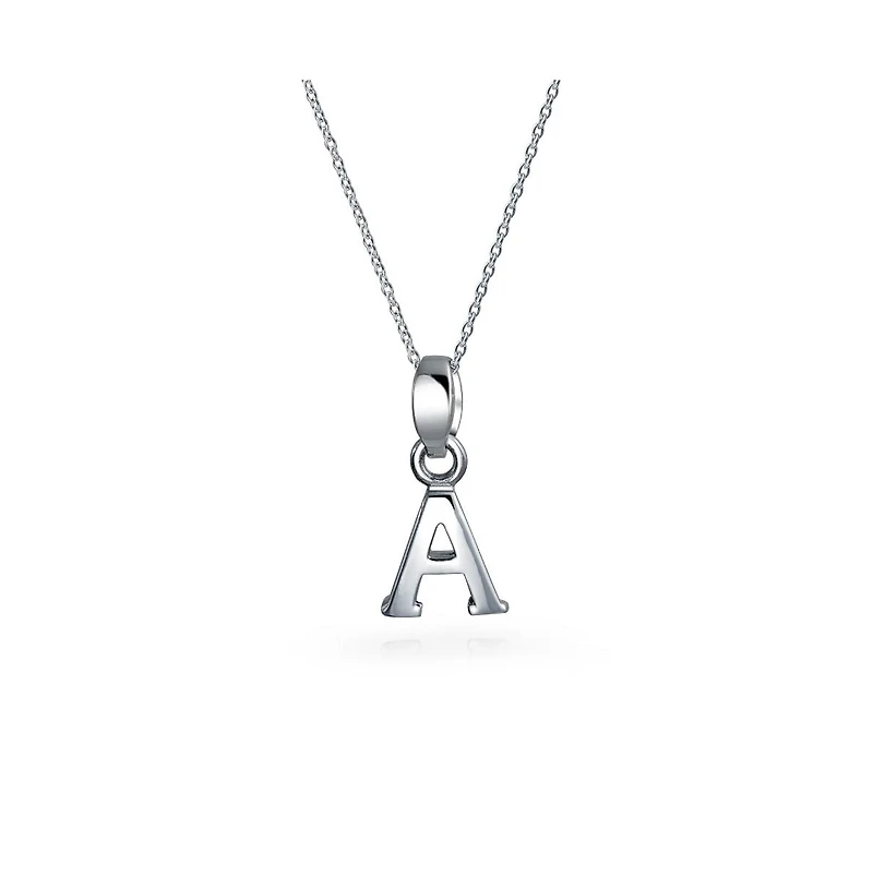 Bling Jewelry Abc Capital Block Letter Alphabet A-z Initial Pendant Necklace .925 Sterling Silver