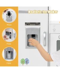 Gymax Kids Corner Kitchen Playset Wooden Pretend Play Toy with Microwave White