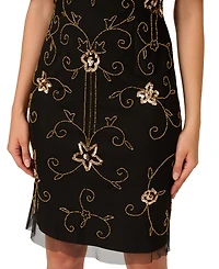 Adrianna Papell Women's Beaded Illusion-Neck Dress