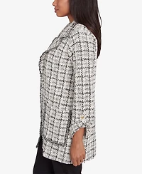 Ruby Rd. Petite Notch Collar Metallic Tweed Boucle Jacket