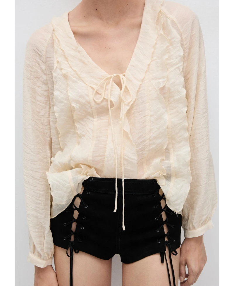 Mango Women's Bow Detail Lyocell Blouse