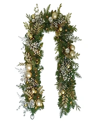 Puleo 6' x 10" Battery-Operated Pre-Lit Decorated Artificial Garland