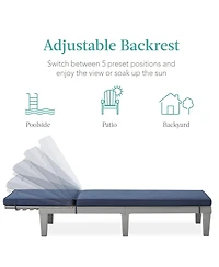 Best Choice Products Outdoor Lounge Chair, Resin Patio Chaise Lounger w/ Seat Cushion, 5 Positions