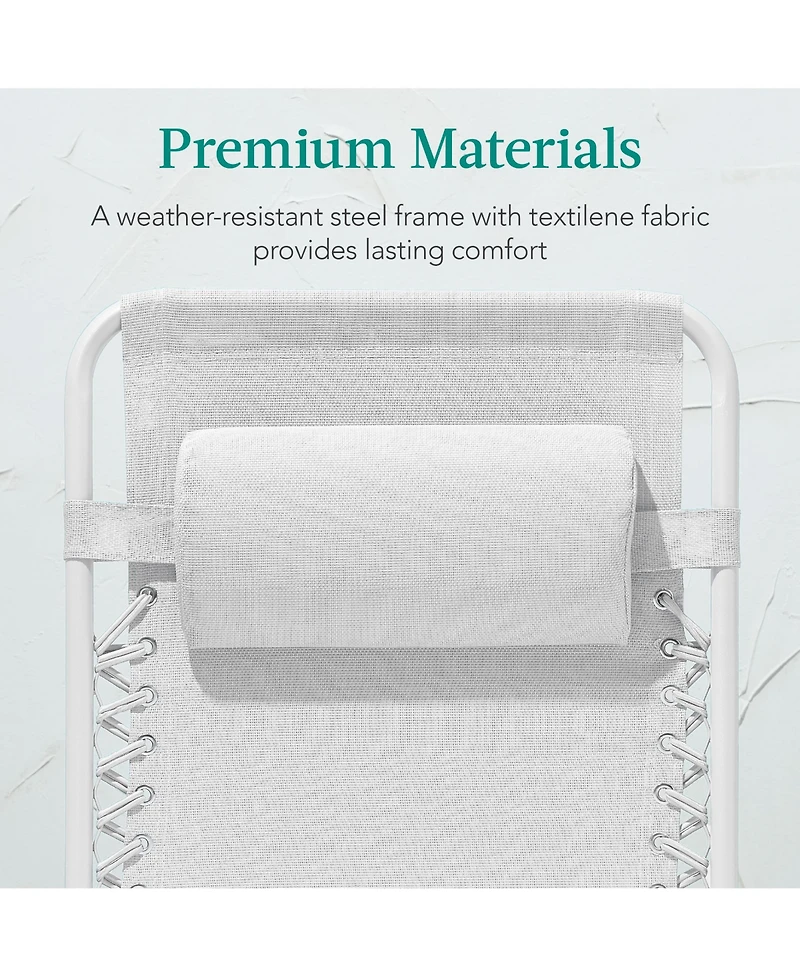 Best Choice Products Monochromatic Zero Gravity Chair, Folding Patio Recliner w/Side Tray, Headrest