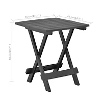 vidaXL Folding Patio Table Anthracite 17.7"x16.9"x19.7" Plastic