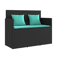 vidaXL Patio Bench with Cushions Poly Rattan