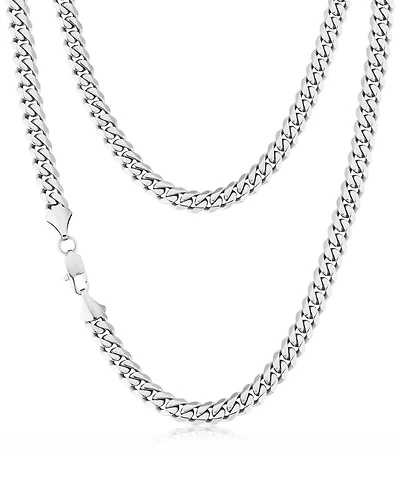 Rhona Sutton Silver Miami Cuban 8MM Stainless Steel Chain Necklace