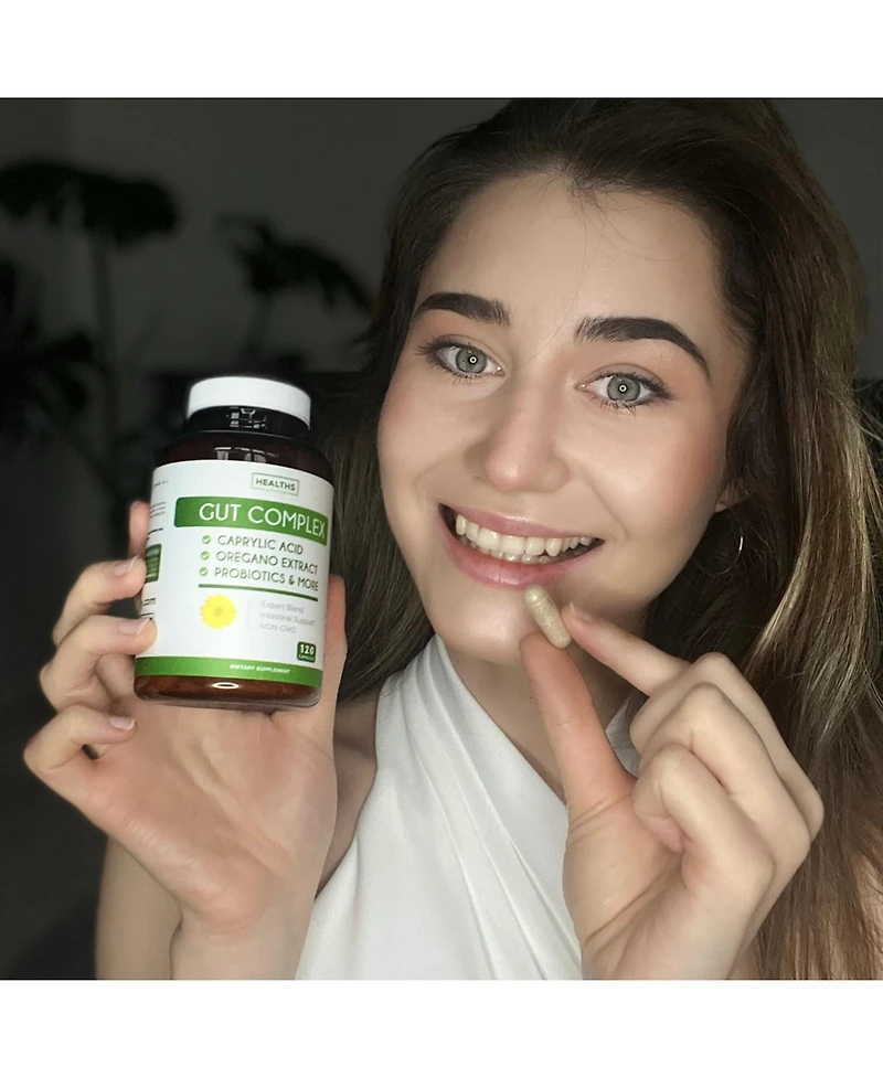 Gut Complex with Caprylic Acid, Oregano Leaf, Probiotics Capsules, Health's Harmony, 120ct